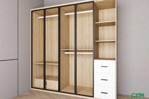 Tủ áo lớn 4 cánh nhôm kính kệ đợt phải mẫu 2 BT-48