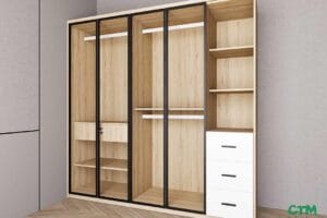 Tủ áo lớn 4 cánh nhôm kính kệ đợt phải mẫu 3 BT-48