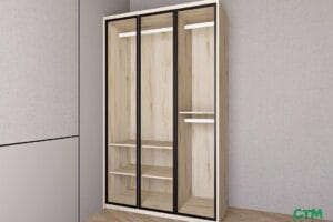 Tủ áo nhỏ 3 cánh nhôm kính mẫu 1 BT-156