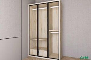 Tủ áo nhỏ 3 cánh nhôm kính mẫu 2 BT-156