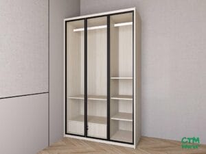 Tủ áo nhỏ 3 cánh nhôm kính mẫu 4 BT-12