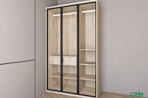 Tủ áo nhỏ 3 cánh nhôm kính mẫu 5 BT-156