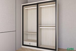 Tủ áo trung 2 cánh lùa nhôm kính mẫu 2 BT-12