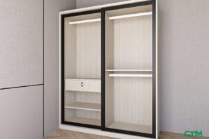 Tủ áo trung 2 cánh lùa nhôm kính mẫu 3 BT-12