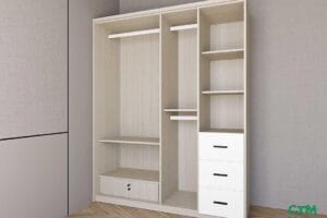 Tủ áo trung 3 cánh kệ đợt phải mẫu 2 BT-12