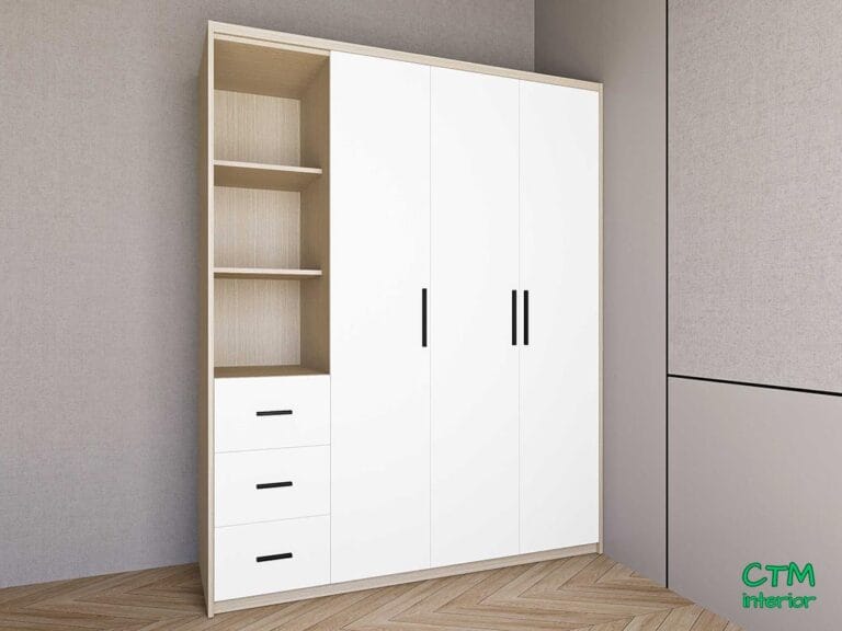 Tủ áo trung 3 cánh kệ đợt trái mẫu 0 BT-06