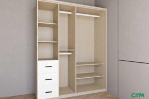 Tủ áo trung 3 cánh kệ đợt trái mẫu 1 BT-06
