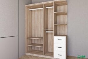 Tủ áo trung 3 cánh kệ góc phải mẫu 1 BT-123
