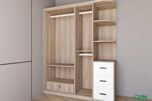 Tủ áo trung 3 cánh kệ góc phải mẫu 2 BT-123