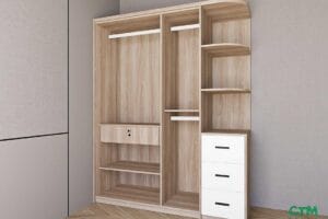 Tủ áo trung 3 cánh kệ góc phải mẫu 3 BT-123