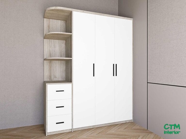 Tủ áo trung 3 cánh kệ góc trái mẫu 0 BT-148
