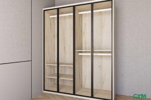 Tủ áo trung 4 cánh nhôm kính mẫu 1 BT-156