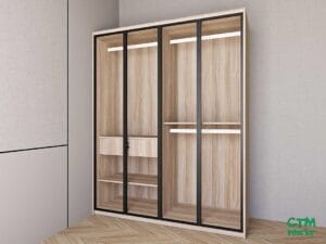 Tủ áo trung 4 cánh nhôm kính mẫu 3 BT-123