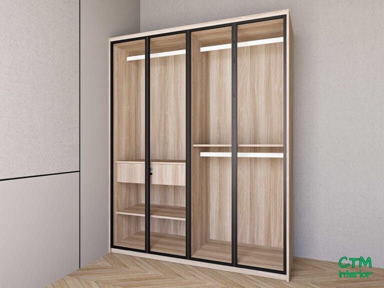 Tủ áo trung 4 cánh nhôm kính mẫu 3 BT-123