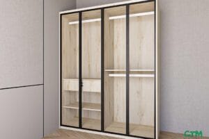 Tủ áo trung 4 cánh nhôm kính mẫu 3 BT-156