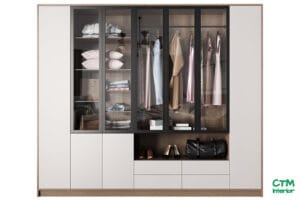 Tủ Quần Áo Gỗ Công Nghiệp Cánh Kính Đơn Giản Hiện Đại
