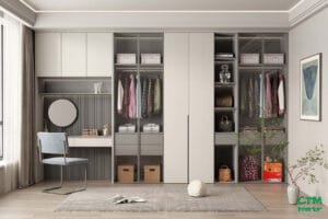 Tủ Quần Áo Gỗ Công Nghiệp Kết Hợp Bàn Trang Điểm Cao Cấp