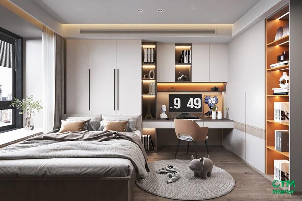 Gỗ công nghiệp rất được ưa chuộng trong nội thất phòng ngủ